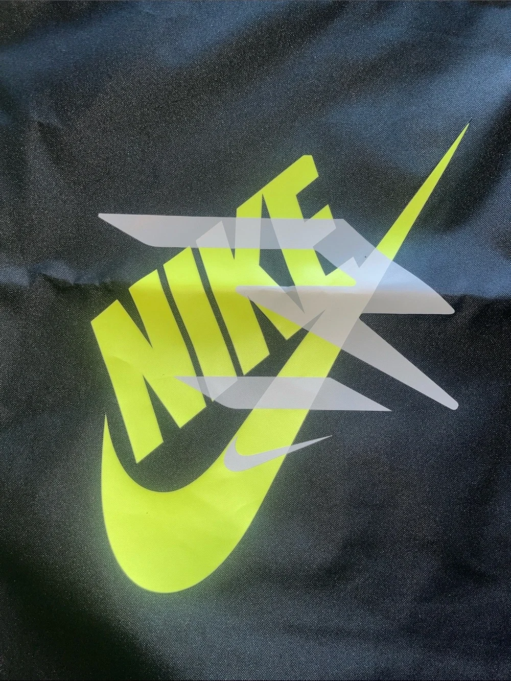 Nike Black Drawstring Backpack with Neon Yellow Logo